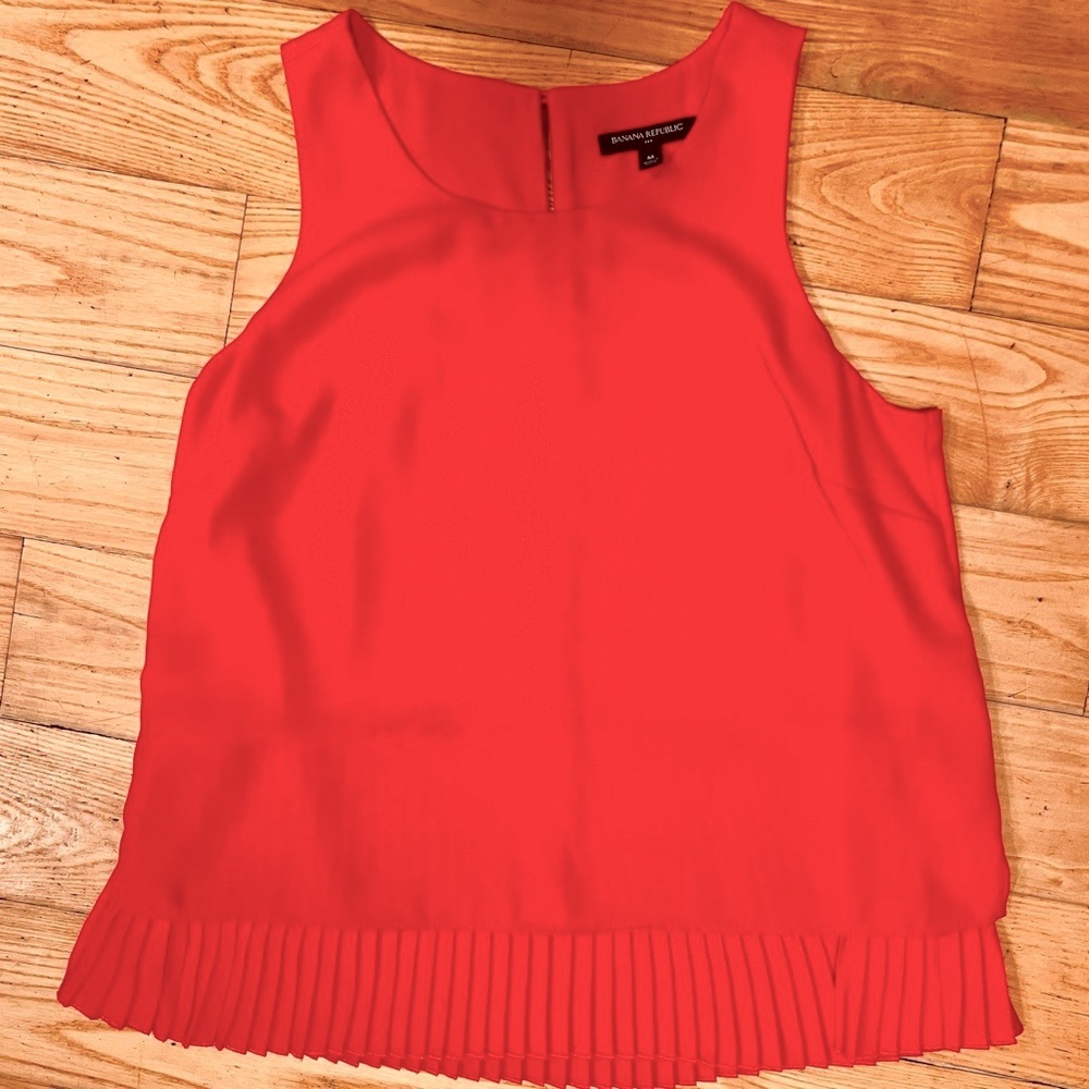 Banana Republic Women's Orange Layered Pleated Sleeveless Top